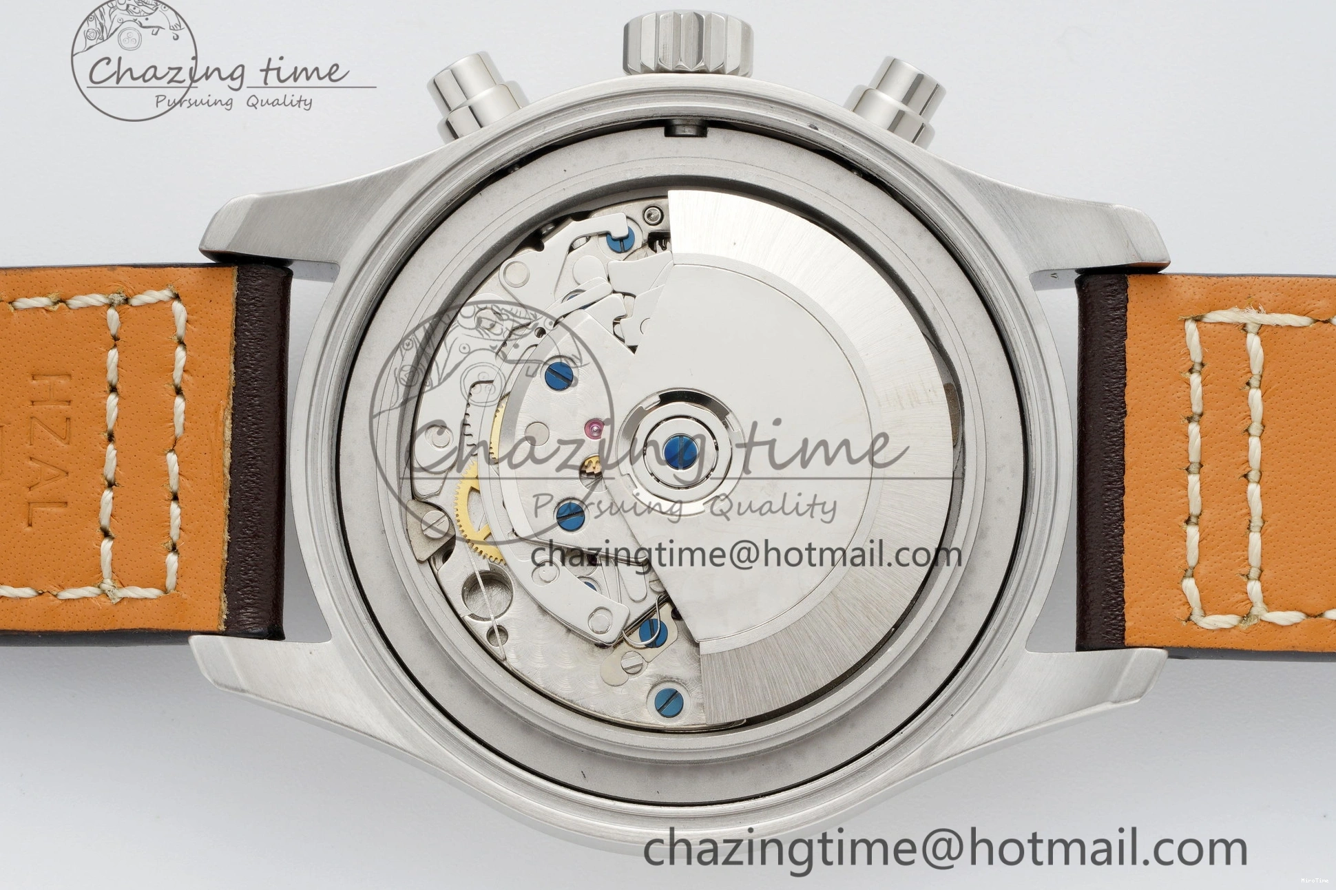 MIROTIME 0524 Pilot Chrono SS AZF 1:1 Best Edition Blue Dial on Brown Leather Strap A TimelessDesign 7060